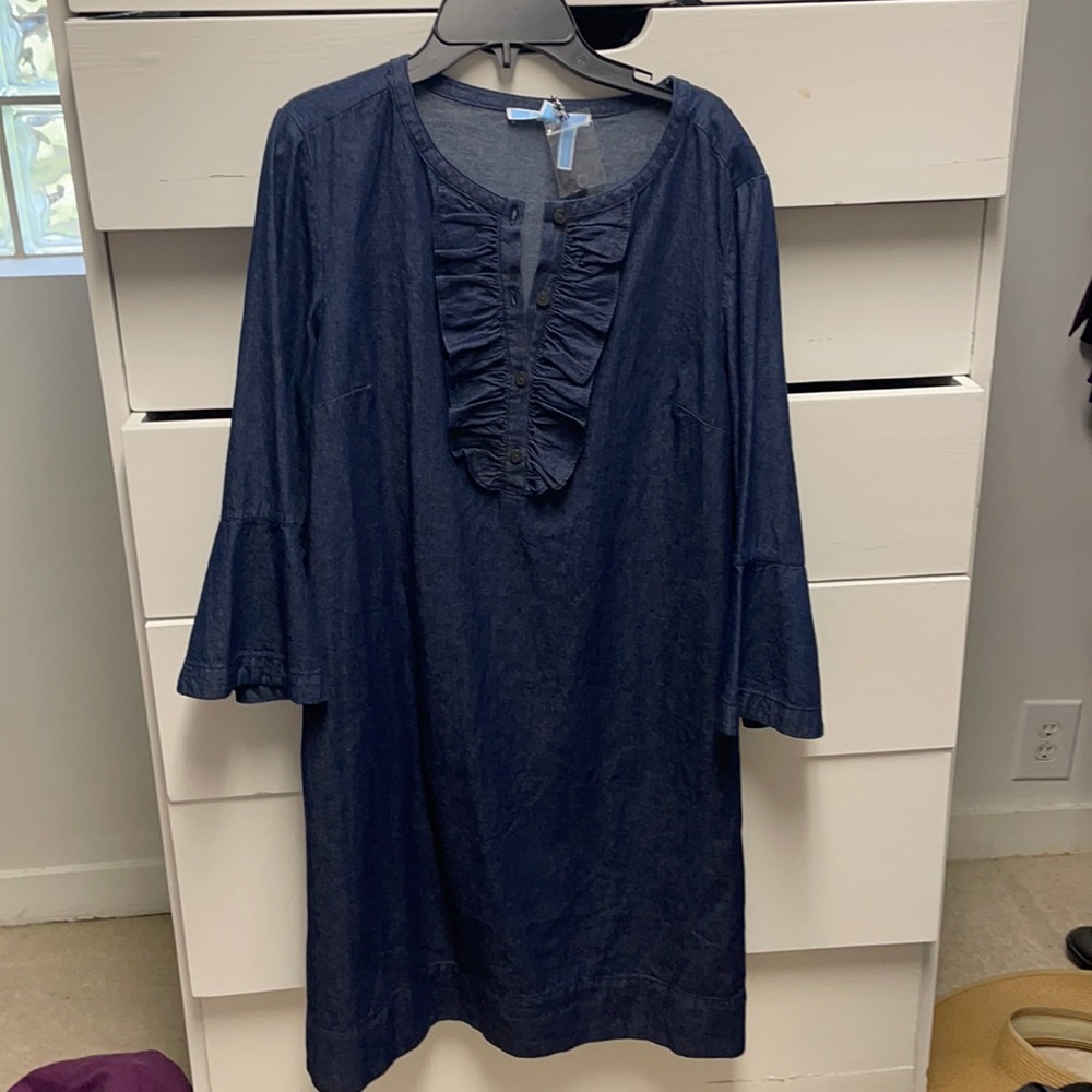 Draper James chambray ruffle shift dress